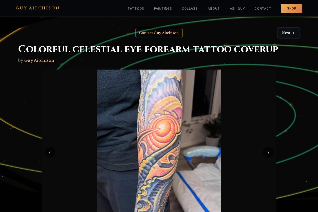 A live artist site — every piece gets its own full-bleed detail page.